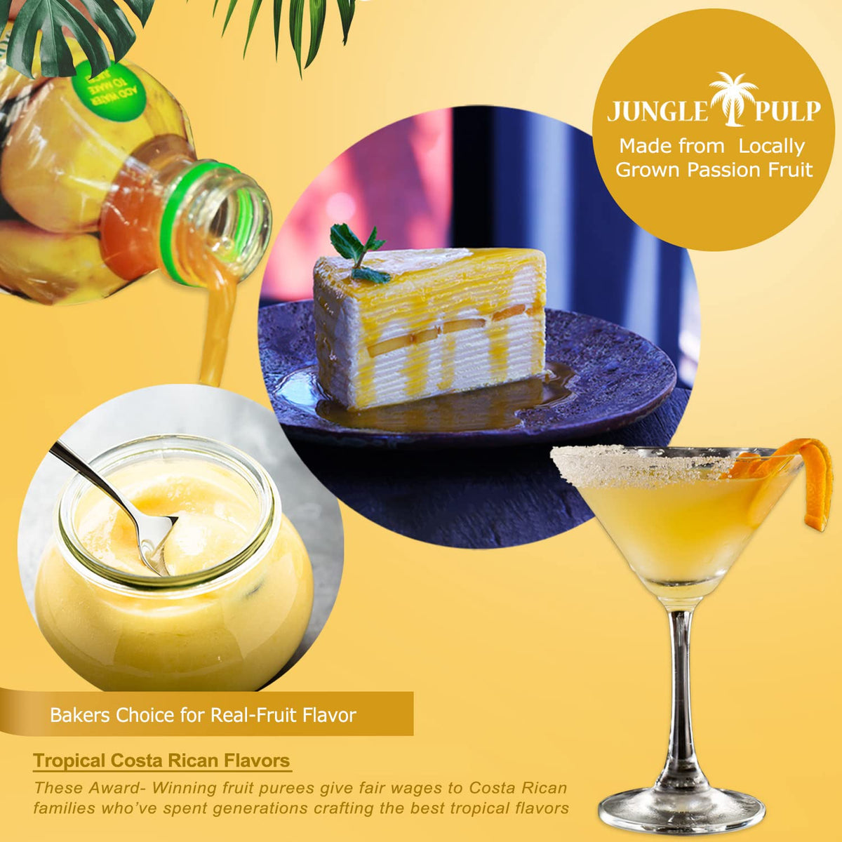 Jungle Pulp Passion Fruit Puree Mix for Drinks and Desserts, 33.81 Fl Oz