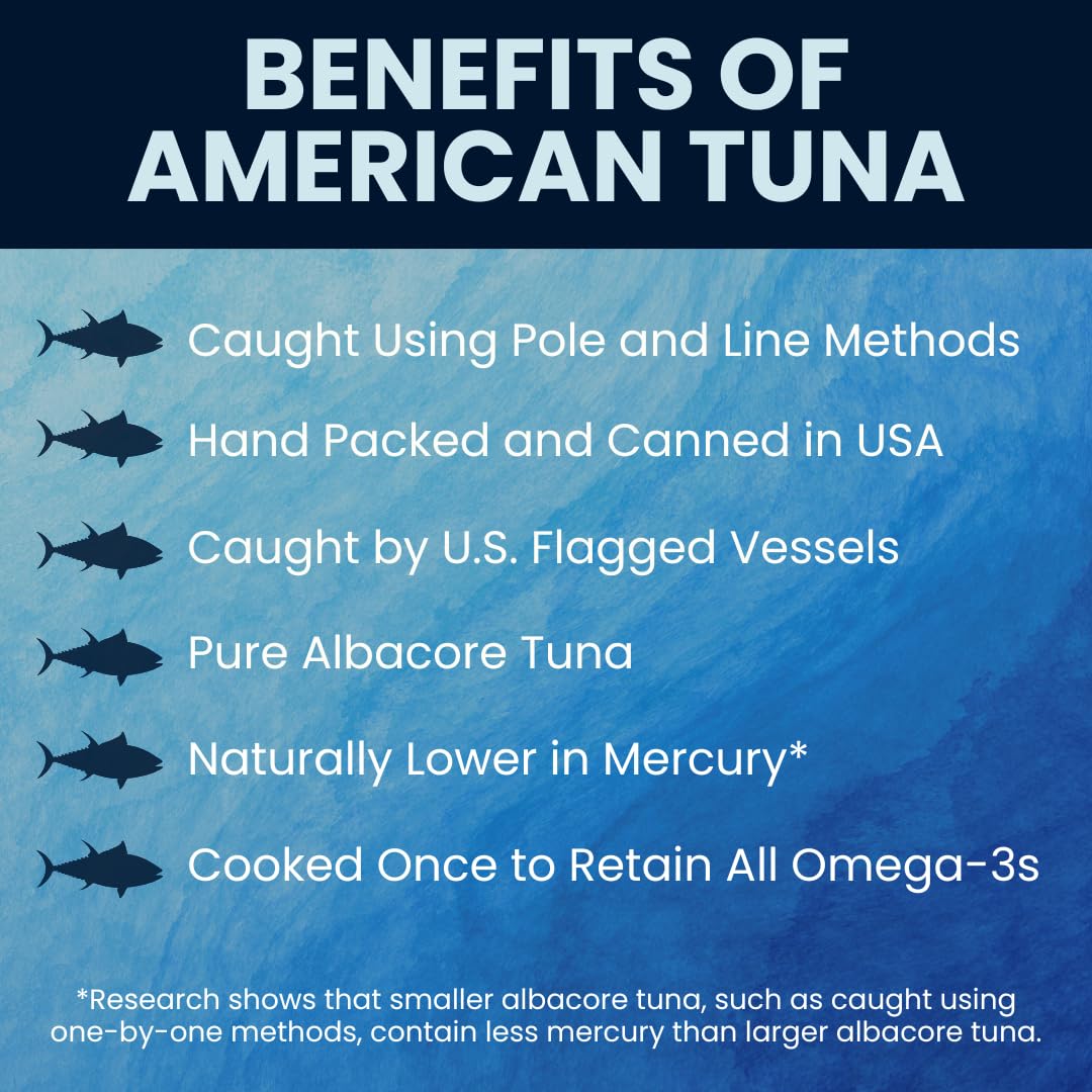 American Tuna Wild Albacore Tuna - MSC Certified, Sustainable, Sea Salt, 6 oz Can, Set of 6