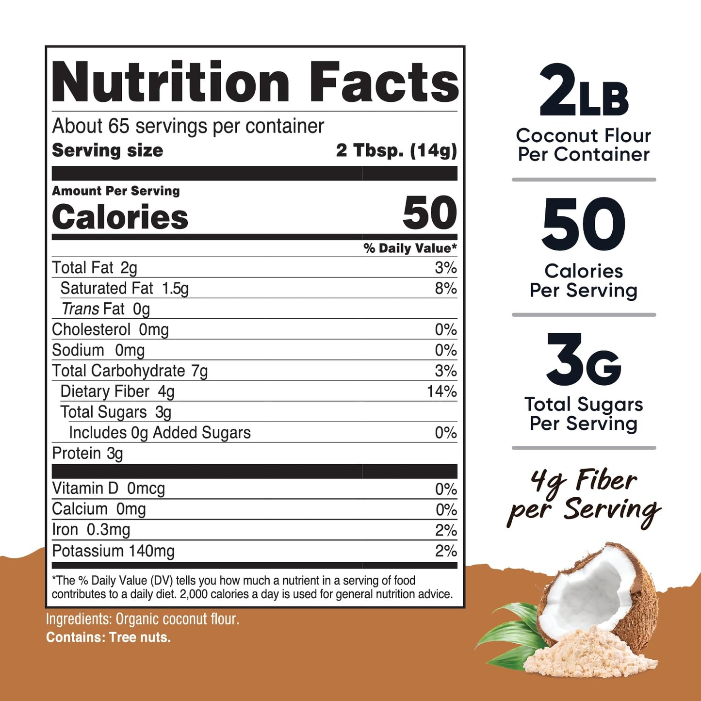 Nutricost Organic Coconut Flour - Gluten-Free, GMO-Free, 32.4 Ounce (2 LB)