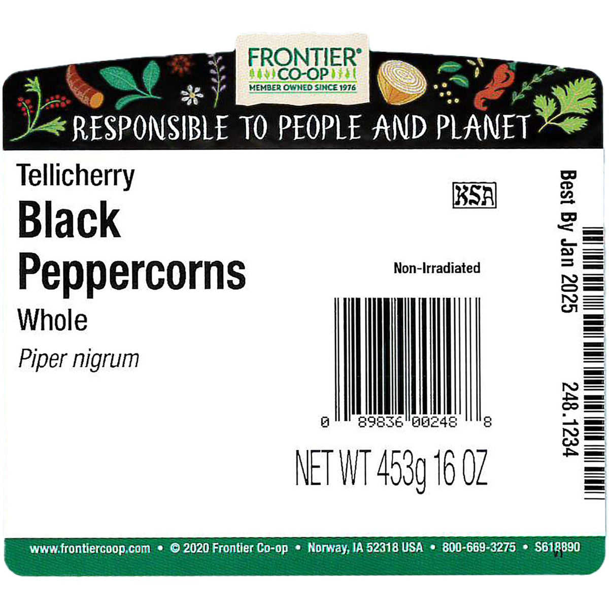 Frontier Herb Peppercorns - Whole - Black - Tellicherry Grade - Bulk - 1 Lb2