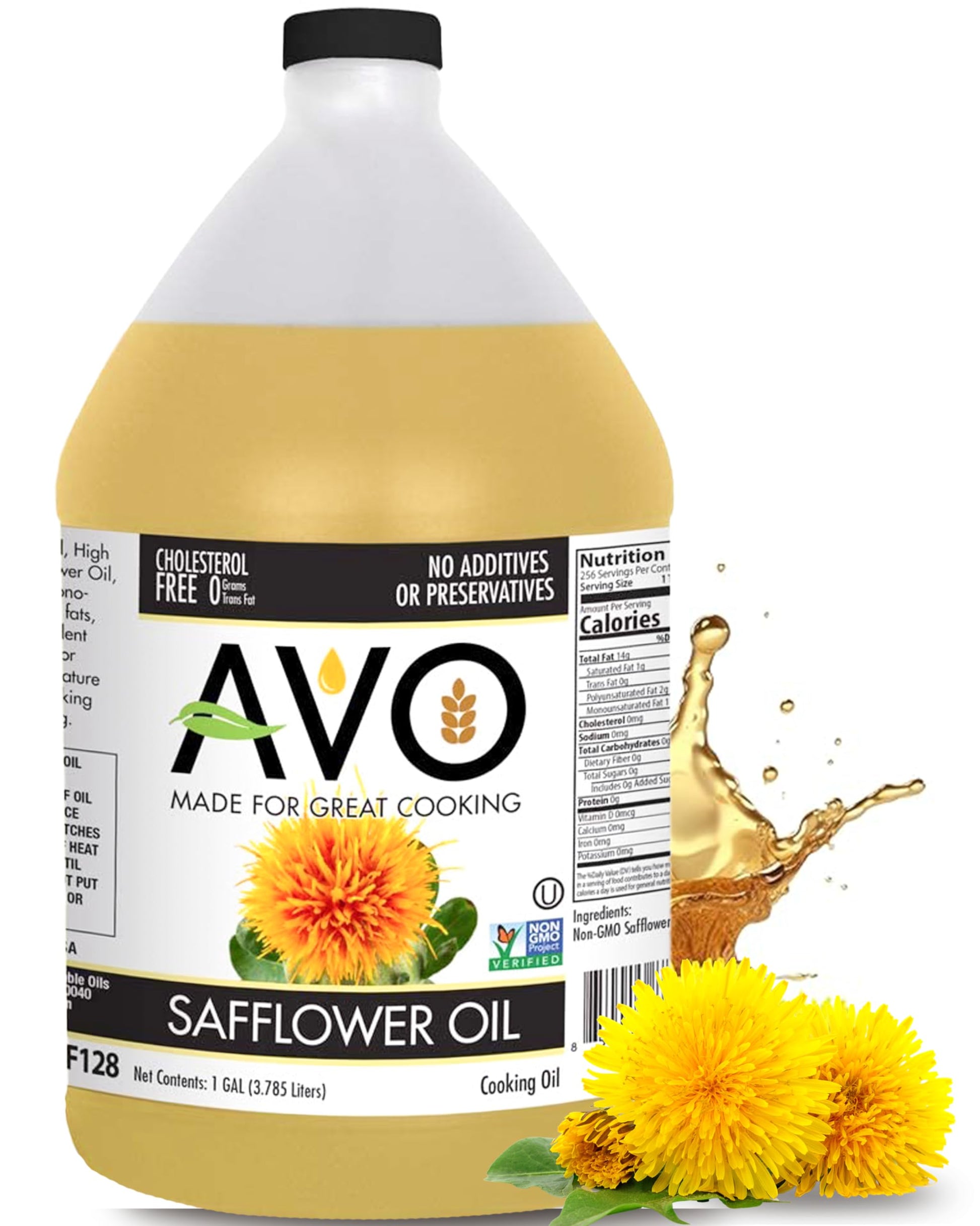 AVO Naturally Processed NON-GMO High Oleic Safflower Oil, 1 Gallon