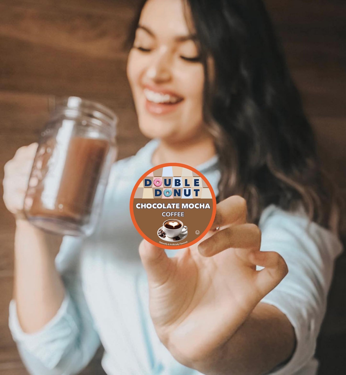 Double Donut Coffee Chocolate Mocha Coffee Pods, Medium Roast, 20 Count, Compatible with Keurig K Cups