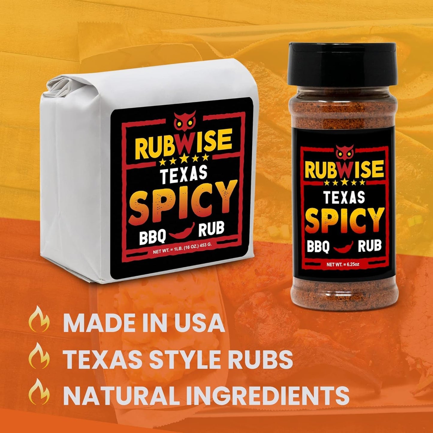 Five Star Seasonings Spicy BBQ Rub - All Natural Texas Style Brisket Rub, 6.25 oz, No MSG