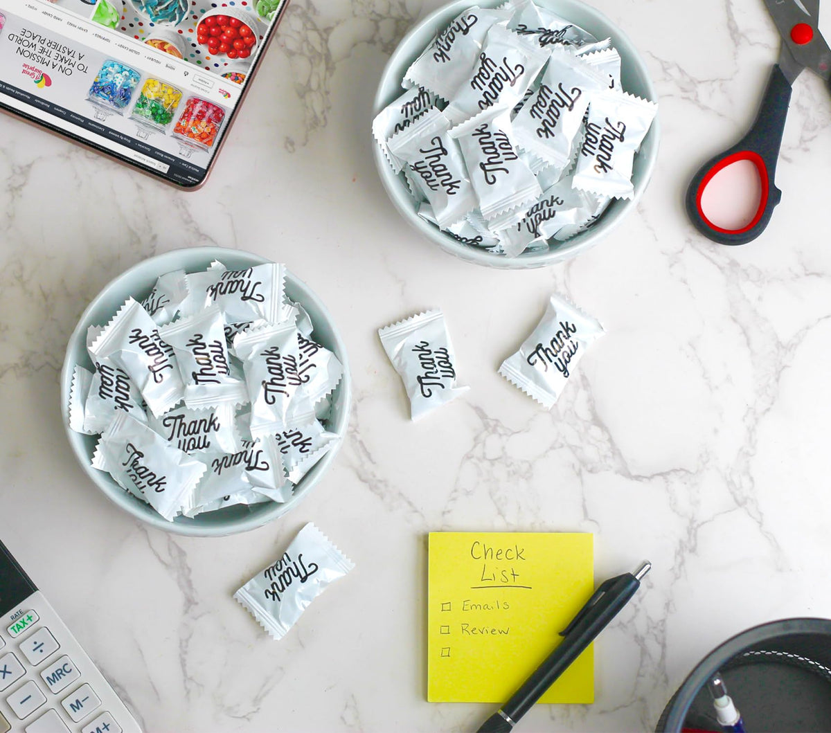 Thank You Hard Candy Mints - 5 Pounds - Individually Wrapped Spearmint - Sweets For Hospitality, Office Reception, Weddings, Gif