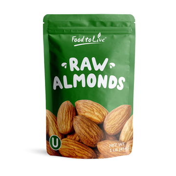 Food To Live - California Almonds, 1 Pound Supreme, Whole, Raw, Unsalted, Unroasted Nuts, Natural. Kosher, Vegan. Keto, Paleo, Low Sodium, Bulk. Great For Making Milk, Butter And Flour