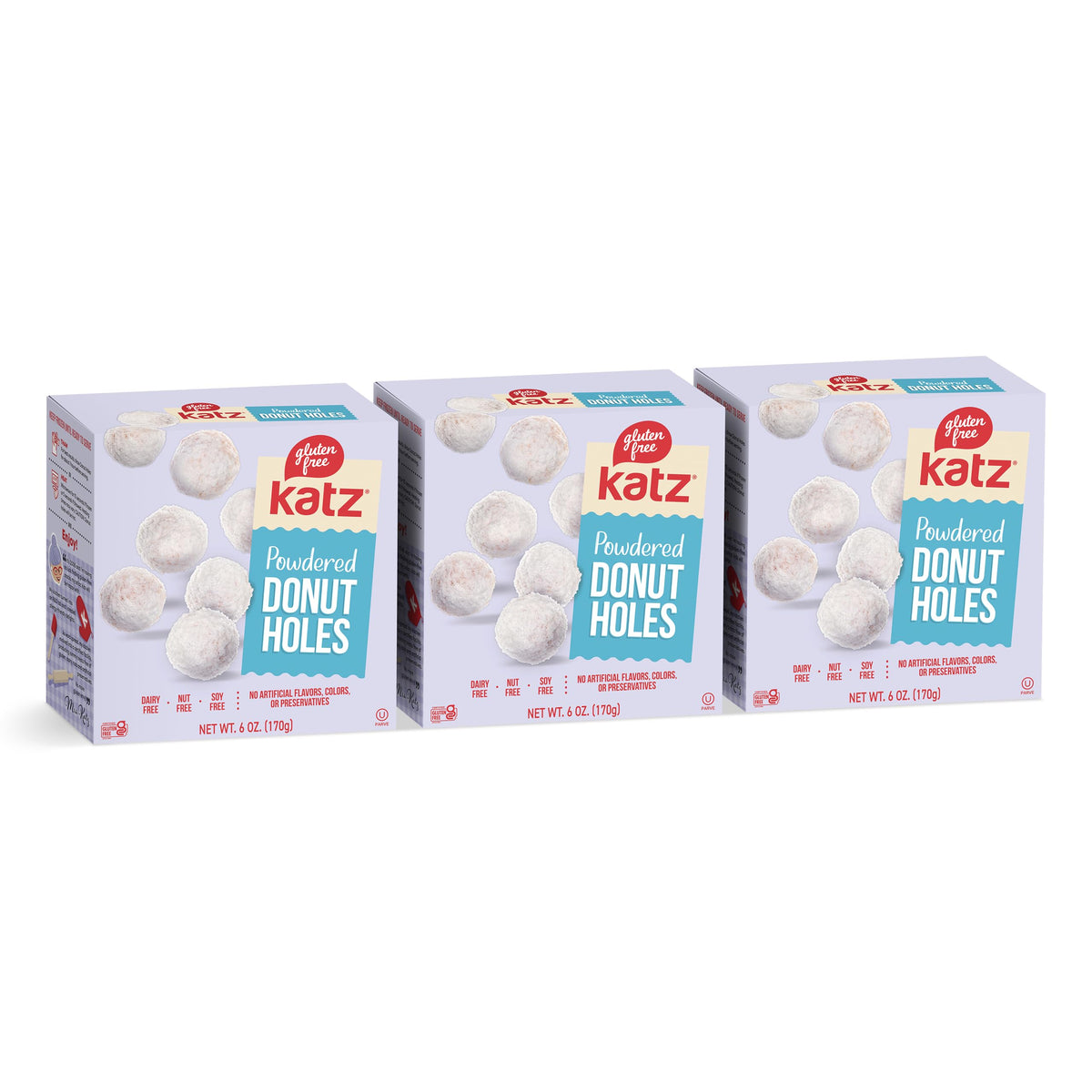 Katz Gluten Free Powdered Donut Holes. Kid-Friendly School Snack, Free of Soy, Sesame, Dairy, and Nuts. Kosher snack, 6oz (3pk)
