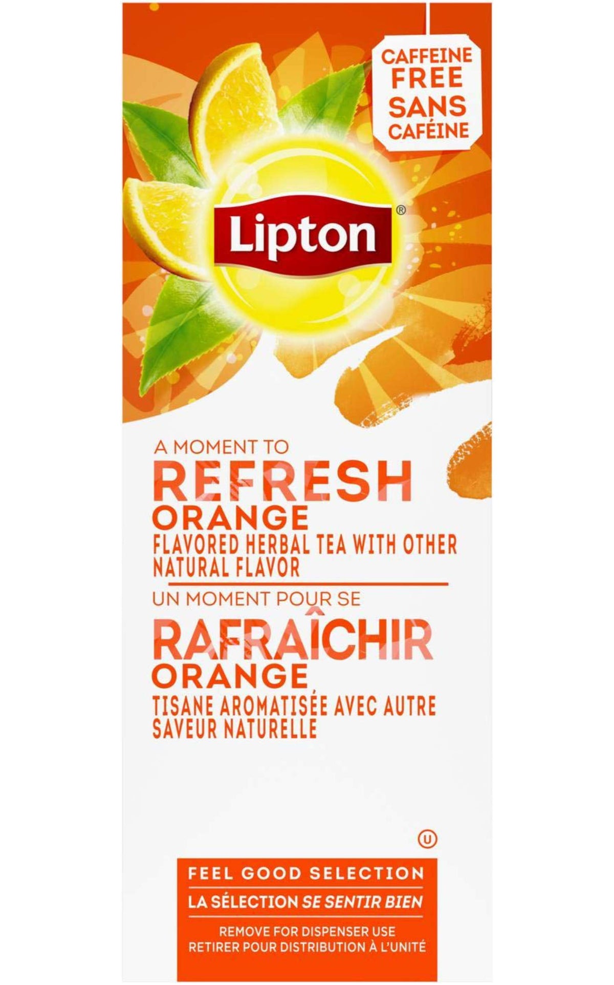 Lipton Caffeine Free Orange Herbal Tea, 28 Tea Bags, 2.1oz Box (Pack of 3)