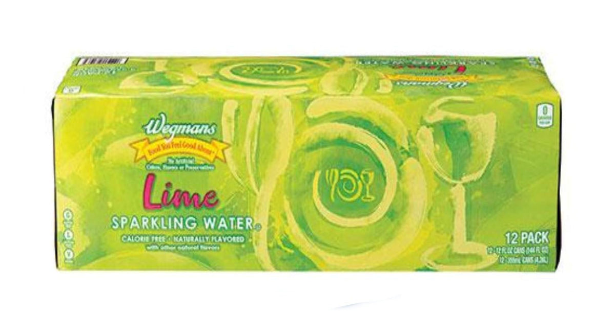 Wegmans Sparkling Water Lime (12 cans pack) | 0 calories | 0 sugar | 0 sodium | Vegan