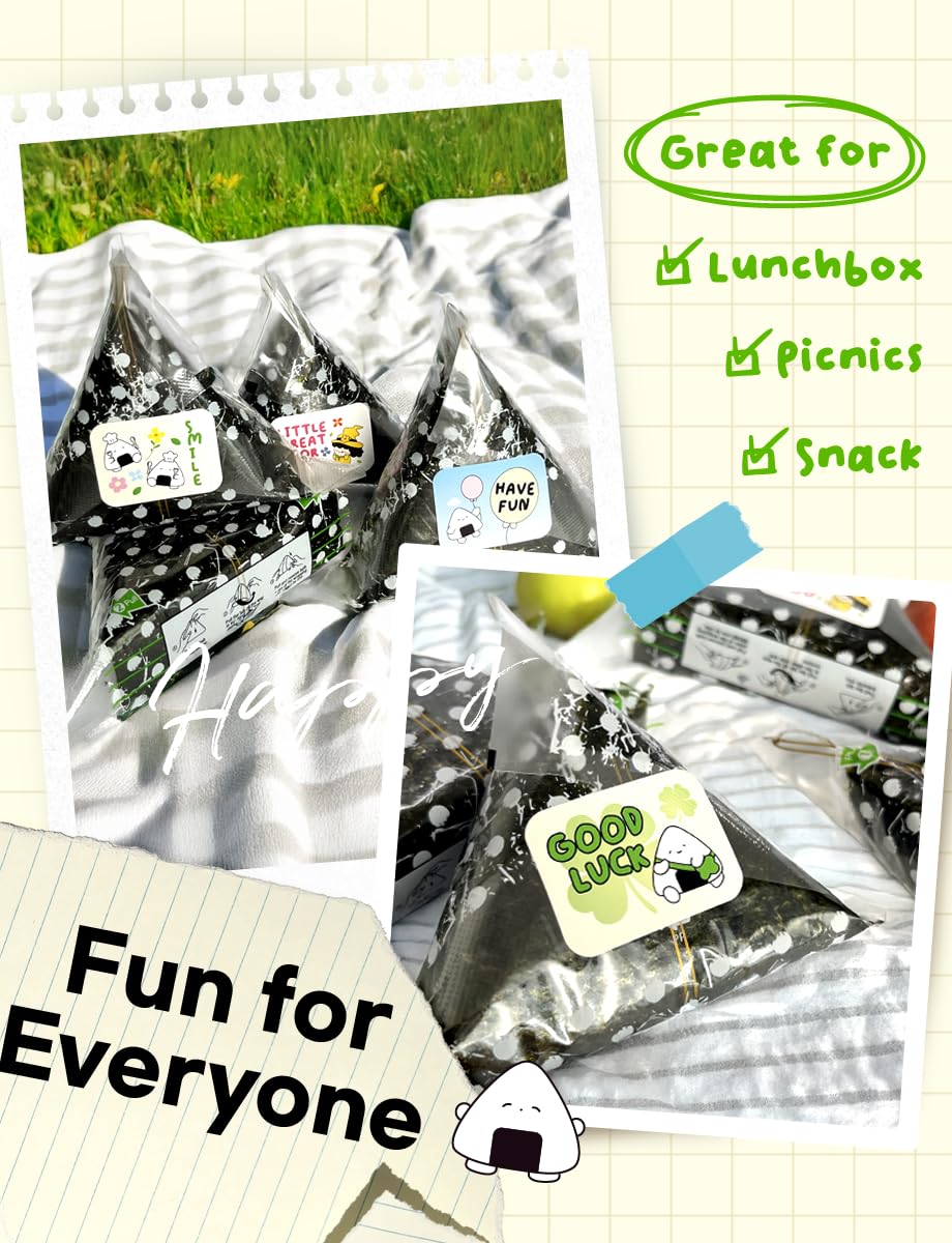 [50 sheets] Nice witchs Sea Wrappers for Triangle Rice Ball - Korean Gimbap Nori  Onigiri Sheets for Easy Homemade Cooking