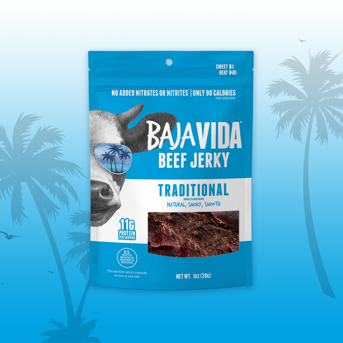 Baja Vida Traditional Beef Jerky - Beef Jerky Snack Packs, Healthy Jerky, Gluten-Free, All-Natural Beef, No Msg, Made In The Usa