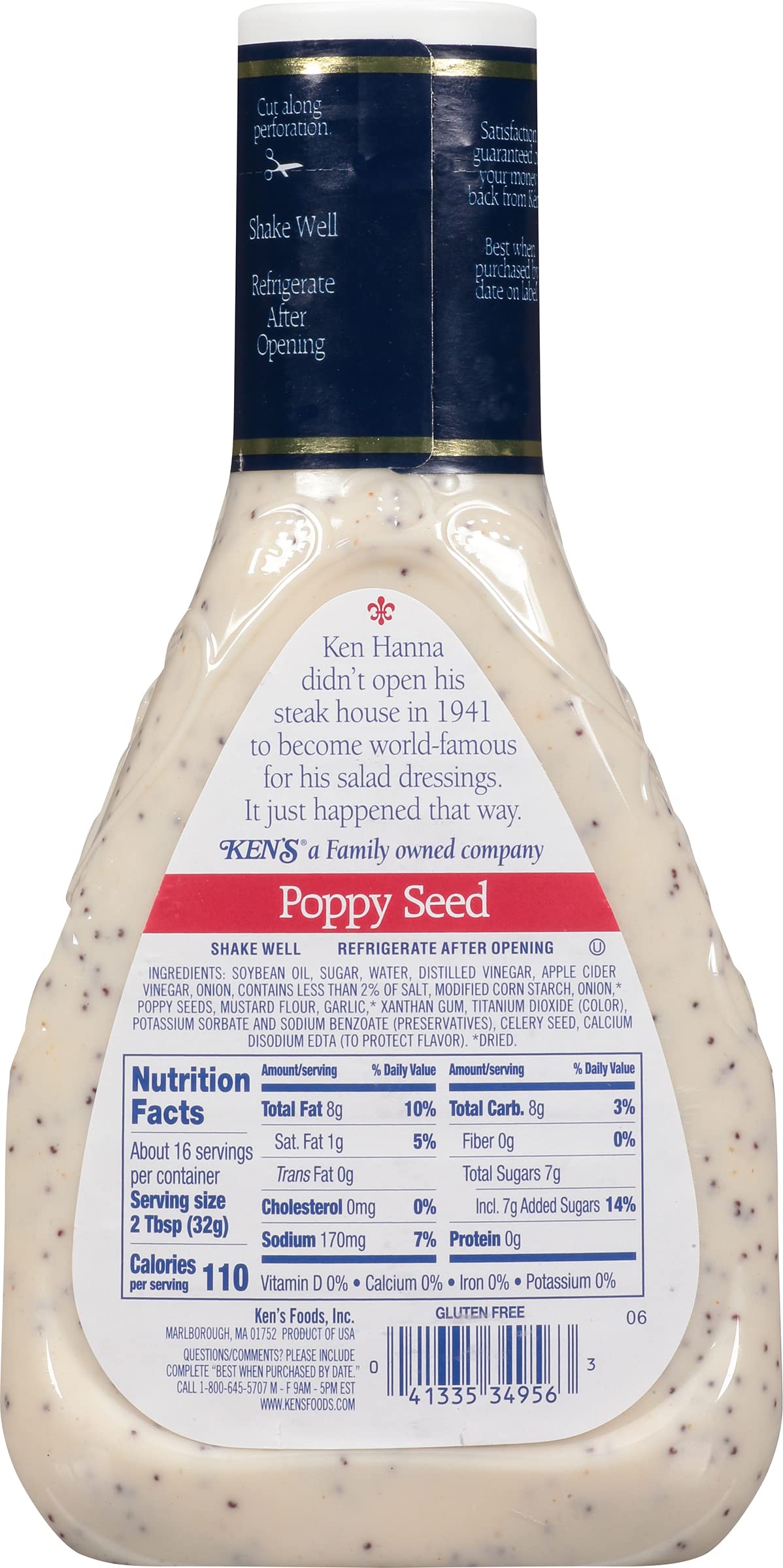 Kens Steakhouse Lite Poppy Seed Dressing (3 Pack) 16 Oz Bottles