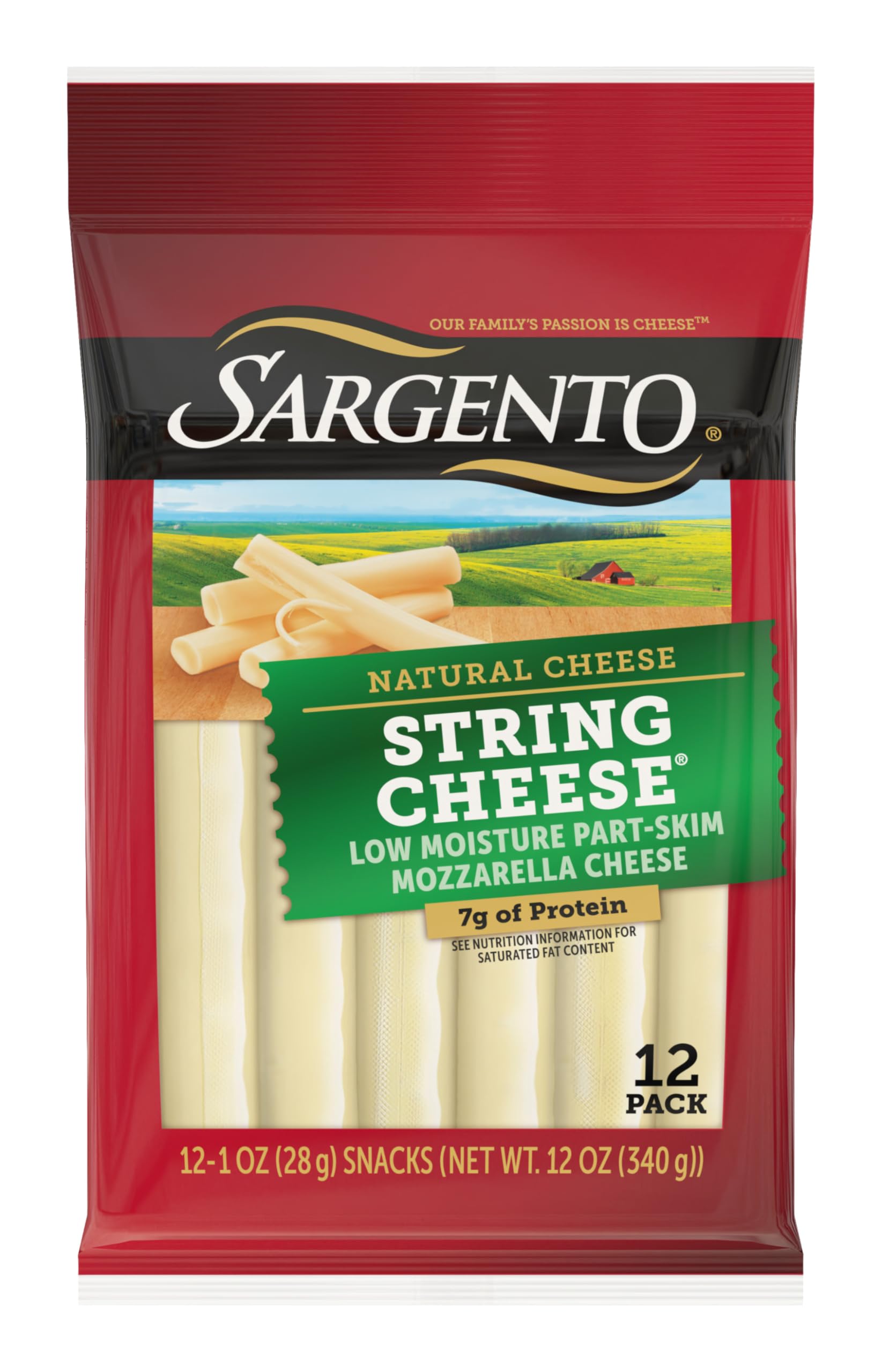 Sargento Natural Mozzarella String Cheese Sticks, 12-Count