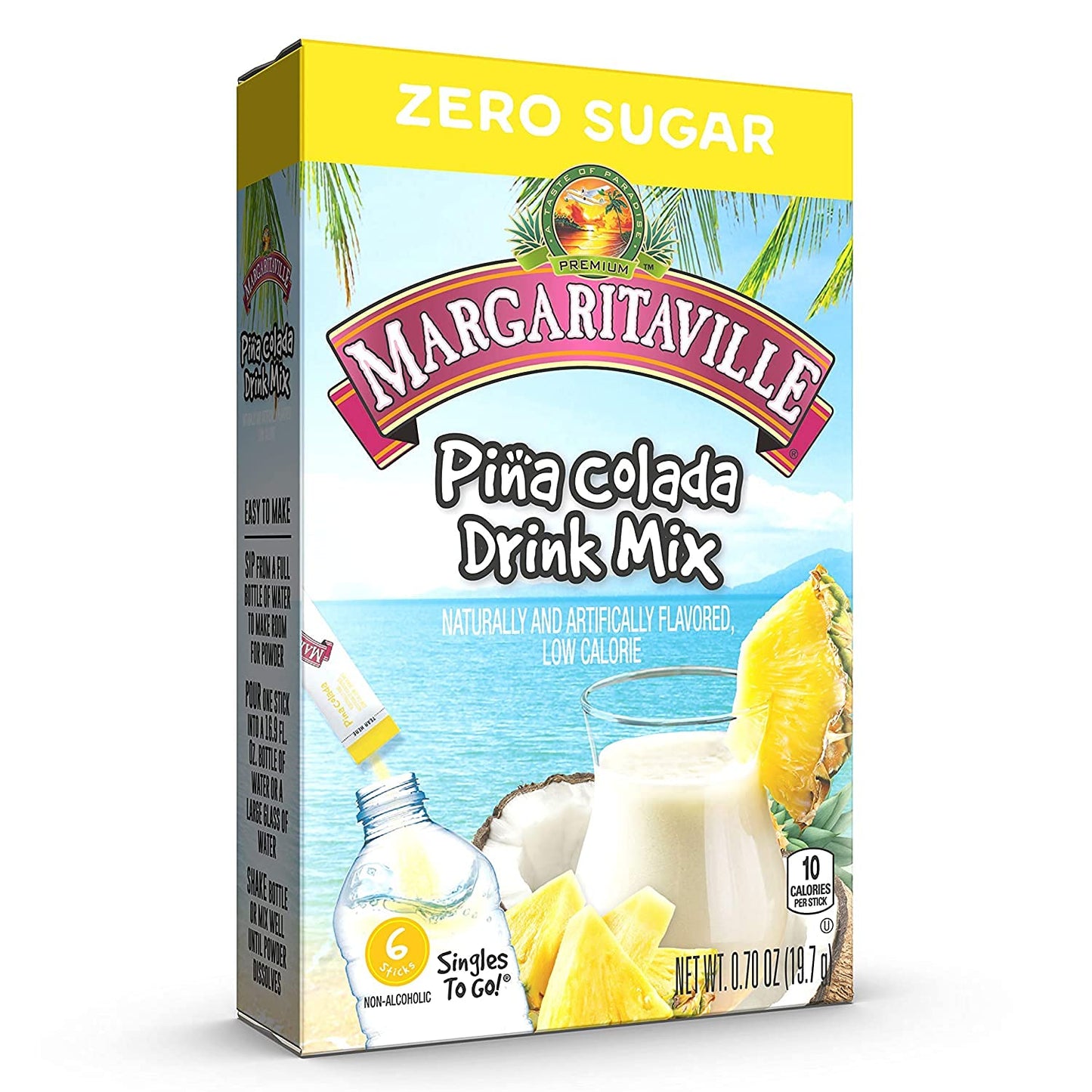 Margaritaville Singles To Go Water Drink Mix - Margarita Flavored Powder Sticks, 4.37 lb (Pack of 3)