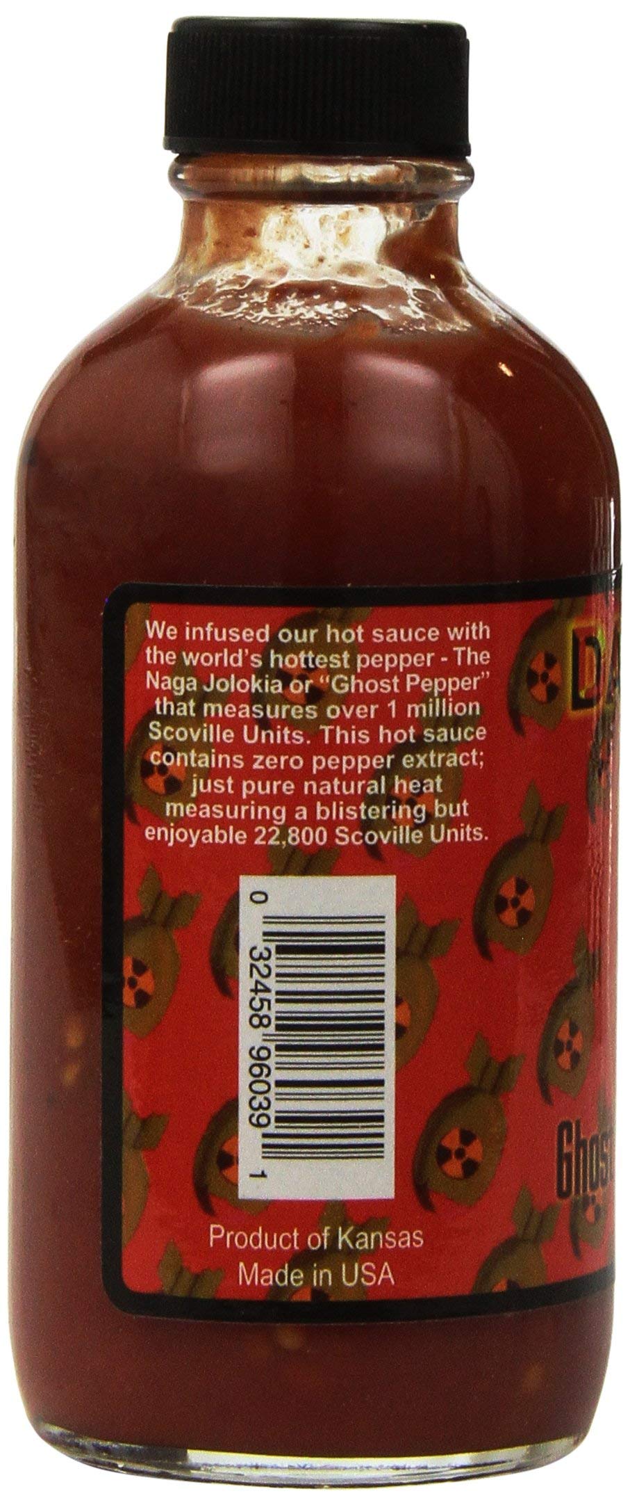 Da   Ghost Pepper Hot Sauce, 22,800 Scovilles, 4oz, Non-GMO, Gluten Free, Sugar Free, Keto, Made in USA