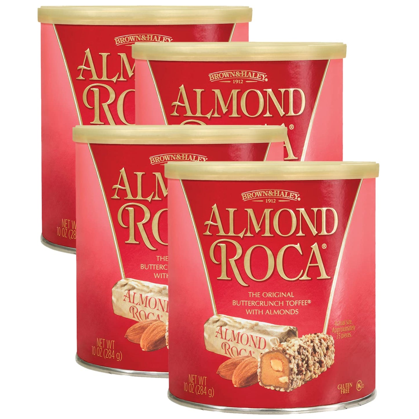Brown & Haley Almond ROCA Buttercrunch Toffee Candy, Individually Wrapped, 10 Ounce (Pack of 4)