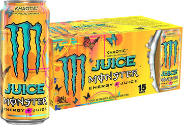 Monster Energy Juice Monster Khaotic Tropical Orange Energy + Juice Energy Drink 16 Ounce (Pack of 15)