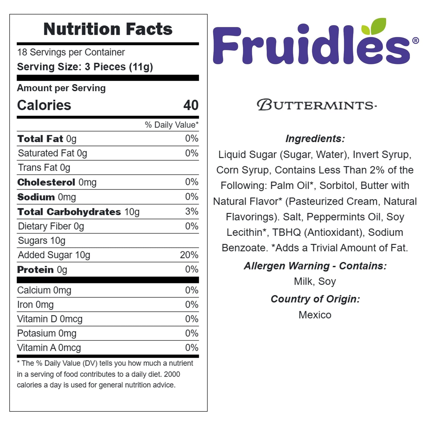 Fruidles Royal Blue Big Dots Buttermints, Mint Candies, After Dinner Mints, Butter Mint Candy, Fat-Free, Kosher Certified, Individually Wrapped (55 Pieces)