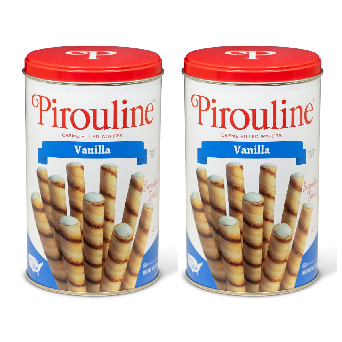 Pirouline Rolled Wafers – Vanilla – Rolled Wafer Sticks, Crème Filled Wafers, Rolled Cookies For Coffee, Tea, Ice Cream, Snacks, Parties, Gifts, And More – 14.1Oz Tin 2Pk
