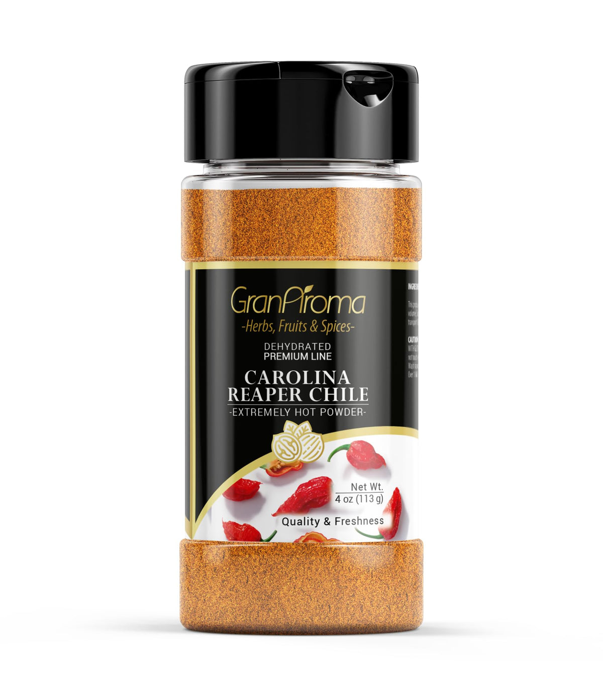 GranAroma Carolina Reaper Powder, 4 oz, Extremely Hot Powder, Fine Ground, Dips & Salsa