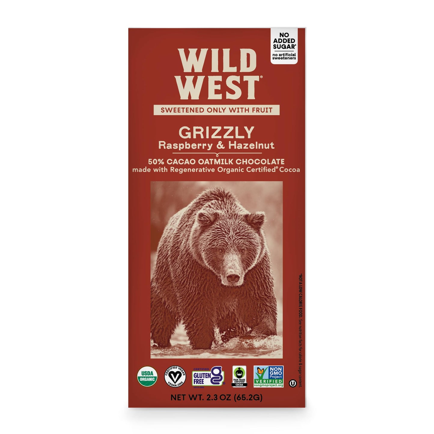 Wild West Chocolate  Grizzly  50% Cacao Oatmilk Chocolate With Raspberry & Hazelnut  1 Count  2.3Oz Each