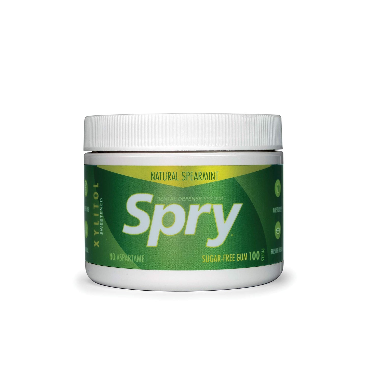 Spry Fresh Natural Xylitol Chewing Gum Dental Defense System Aspartame-Free Sugar Free Gum (Spearmint, 100 Count - Pack Of 1)