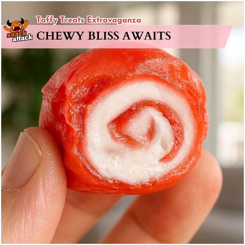 Red Licorice Salt Water Taffy by Snack Attack, Individually Wrapped Bulk 3lb Bag - Chewy Saltwater Taffy Candy | Gluten-Free, Nu