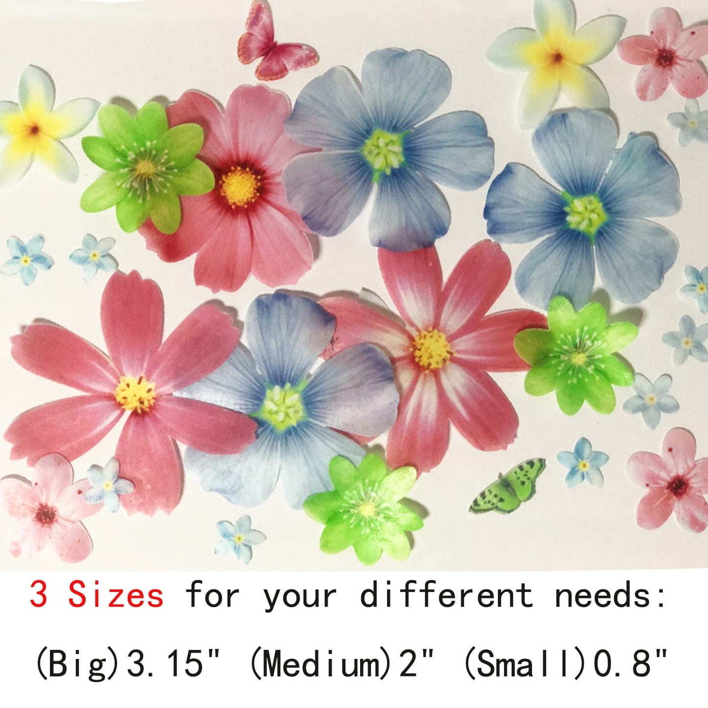 CHOCKACAKE Set of 27 Edible Flower & Butterfly Cupcake Toppers, Paper Decorations for Wedding & Party, Mixed Colors