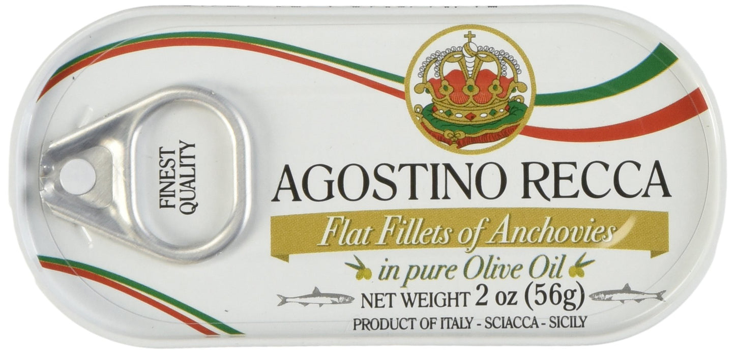 Agostino Recca Anchovies in Olive Oil - Pack of 10 tins (2 oz each)