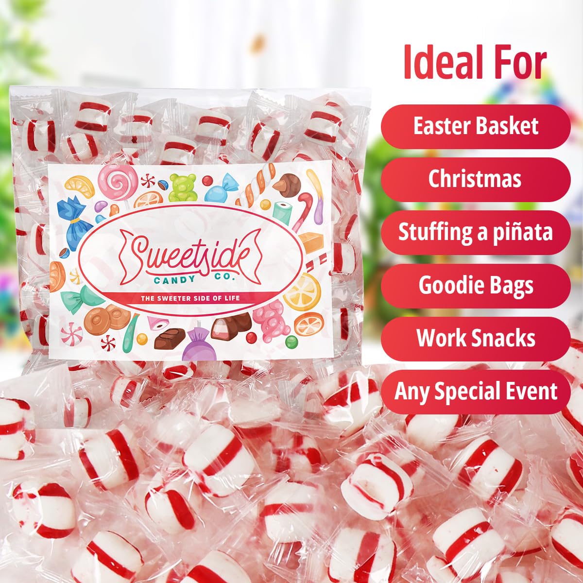 Soft Peppermint Candy Mints  5lb mints bulk individually wrapped  Refreshing peppermint puffs for Fresh Breath  Perfect soft mints peppermint puffs for Offices  Parties  and Everyday Enjoyment