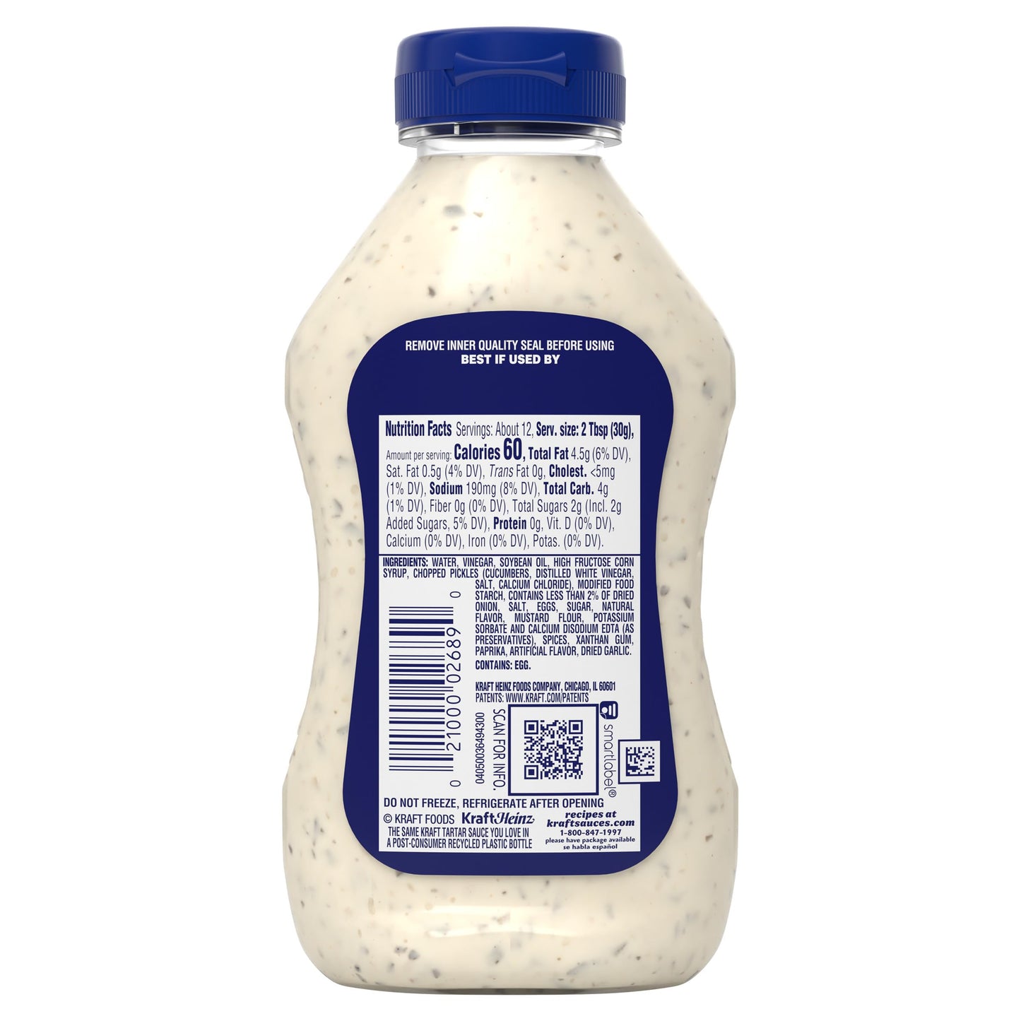 Kraft Tartar Sauce, 12 fl oz Bottle, Pack of 1, Perfect for Dipping and Sauces