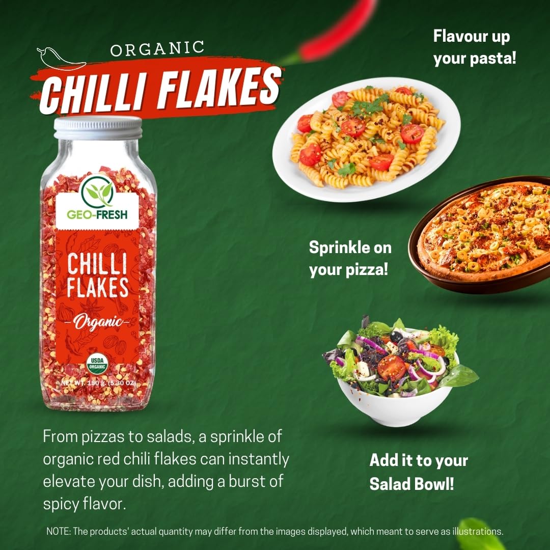 Geo-Fresh Organic Chilli Flakes 150G - Usda Certified