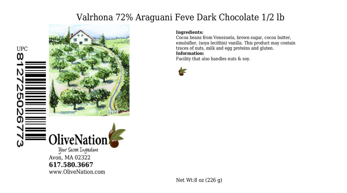 Valrhona 72% Araguani Dark Chocolate Feve from OliveNation - 1/2 pound