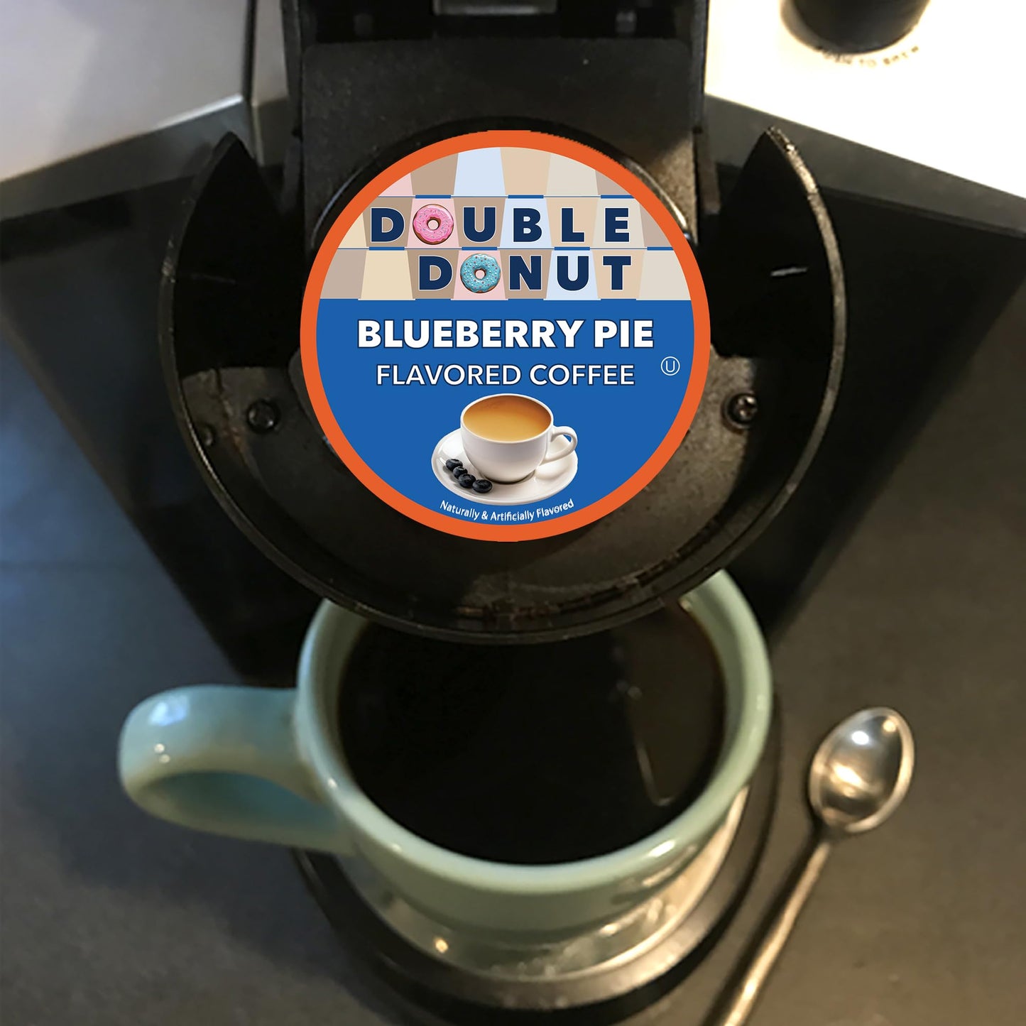 Double Donut Coffee Blueberry Flavored Coffee Pods, Medium Roast Coffee,Compatible With Keurig K Cups Malt-Inspired, 72 Cups
