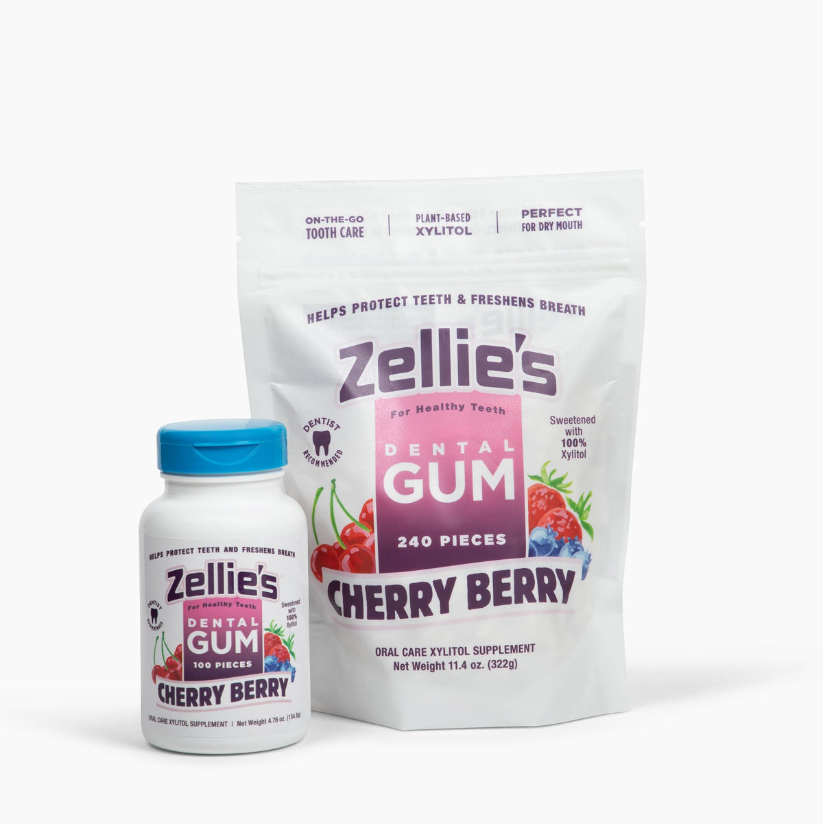 Zellie'S | 100% Xylitol Sugar Free Cherry Berry Chewing Gum | Cherry Berry Flavor (100 Count (Pack Of 1))