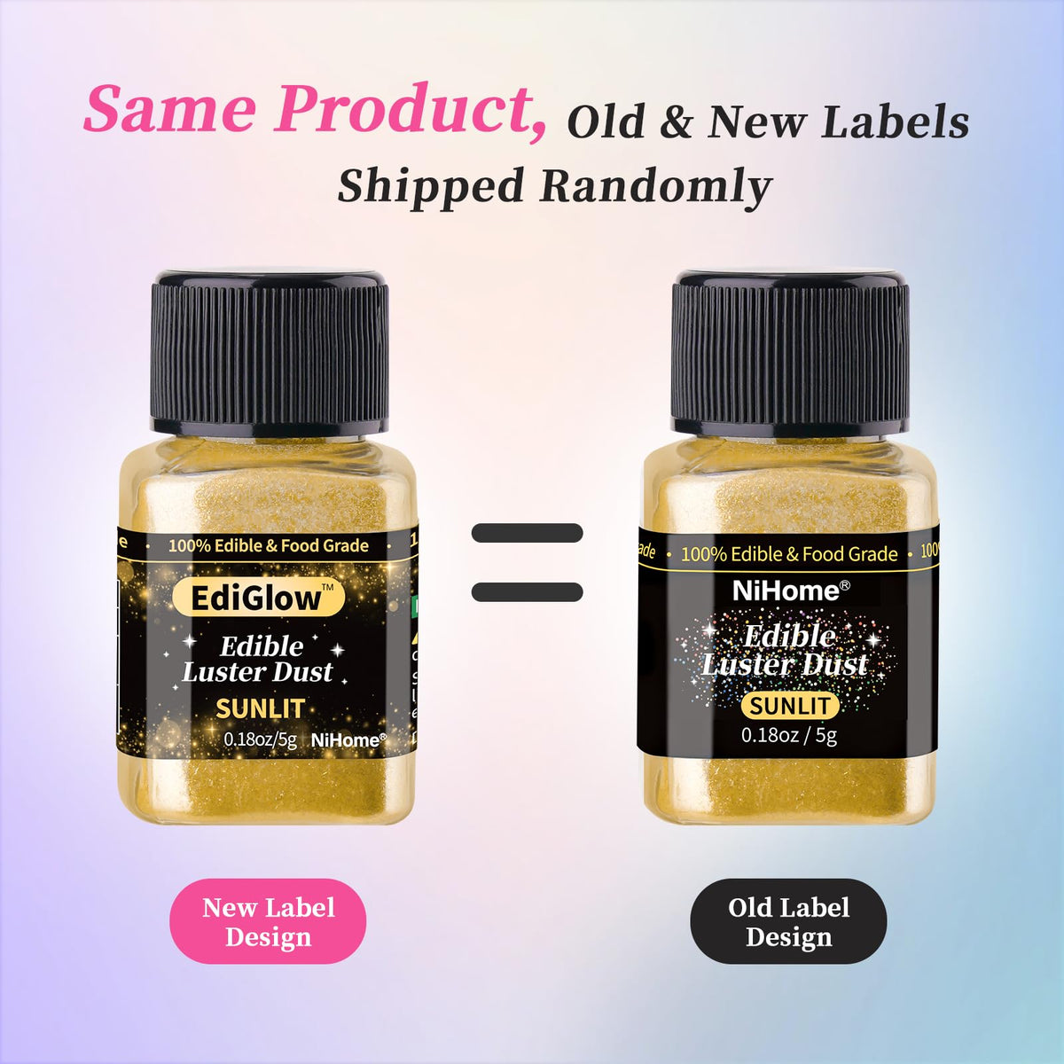 NiHome Glimmer Powder - Edible Metallic Food Decorating Dust, 5g/0.18oz, Red, Vegan, Perfect for Cakes, Desserts, and Beverages