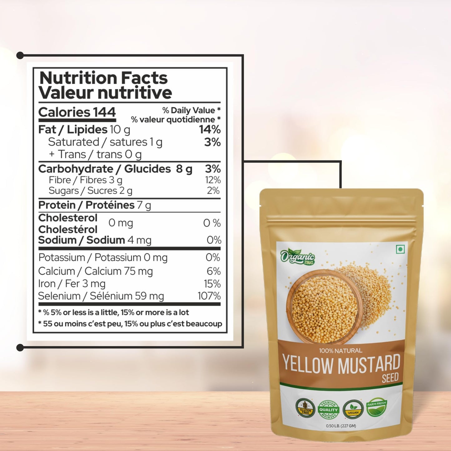 Organic Zing Yellow Mustard Seeds (227 Gm) Pack Of 2