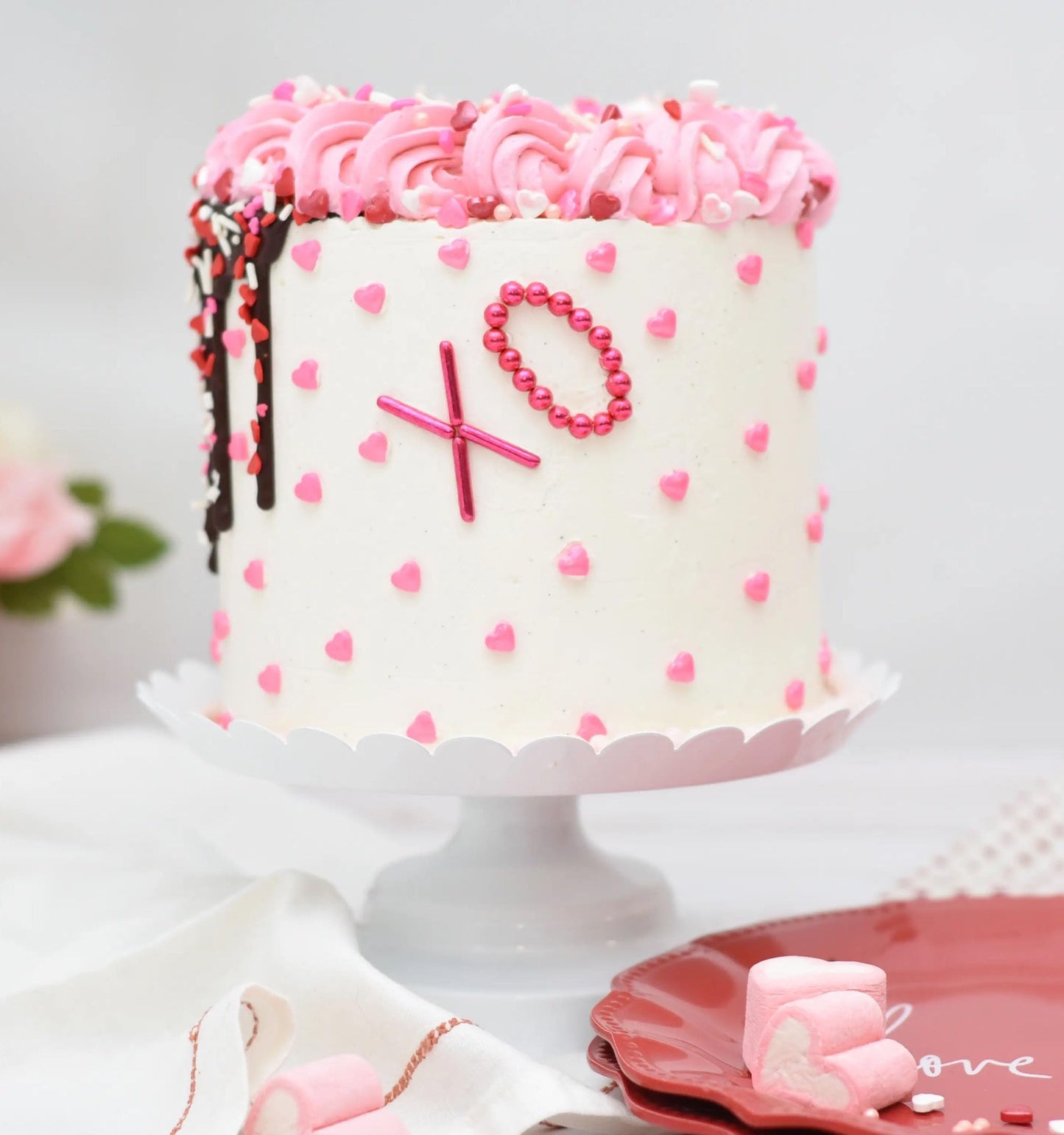 NIPEOR Red Edible Heart Sprinkles 130g/4.6oz, Sugar Pearls & Candy Sprinkles for Cake, Cupcake, Cookie & Dessert Decorating, Val