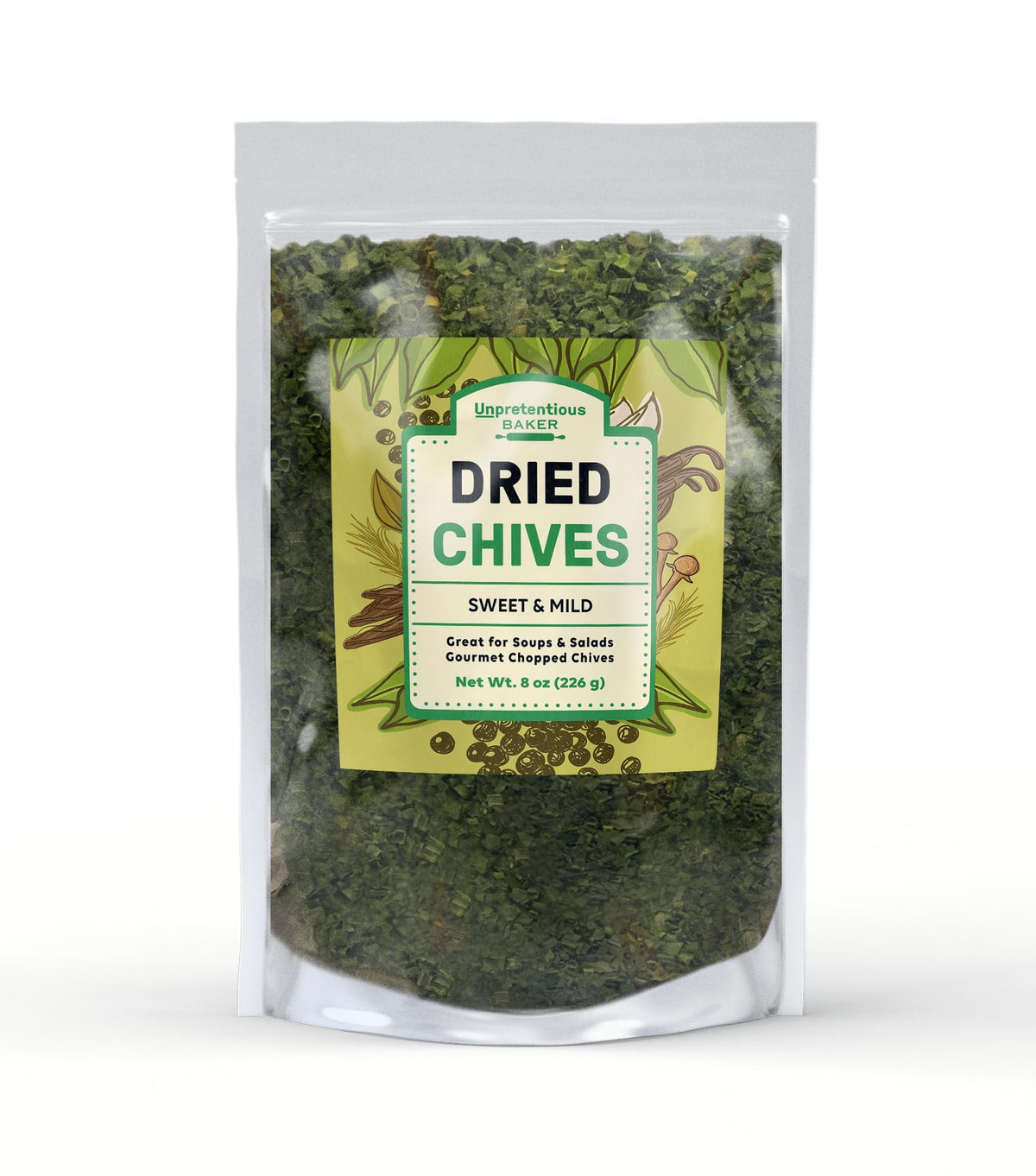 Unpretentious Dried Chives (8Oz) Thin & Delicate, Gourmet Chopped Chives, Great Topping For Soups & Salads