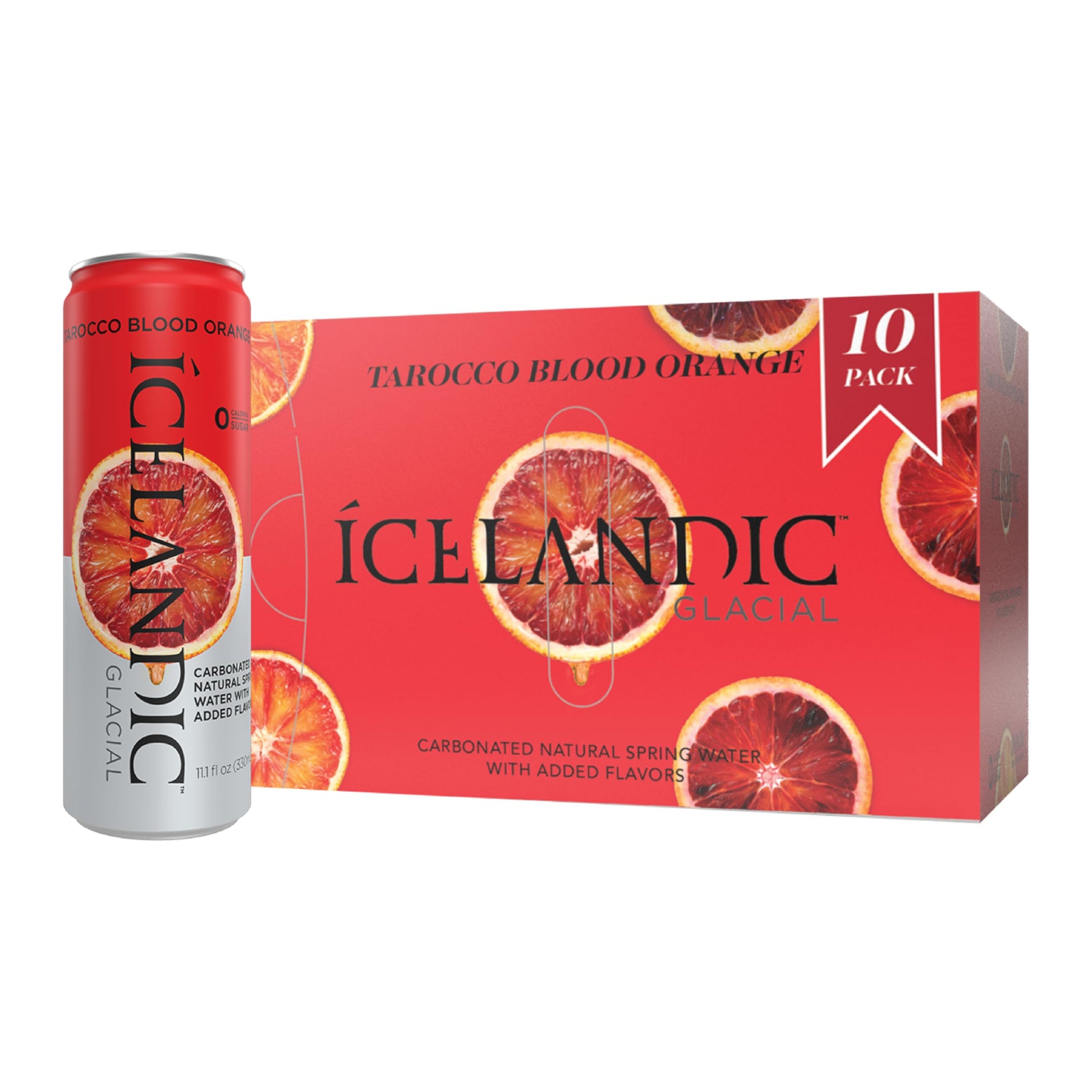 Icelandic Glacial Sparkling Water, Tarocco Blood Orange, 11.1 Fl Oz Cans, Pack of 10