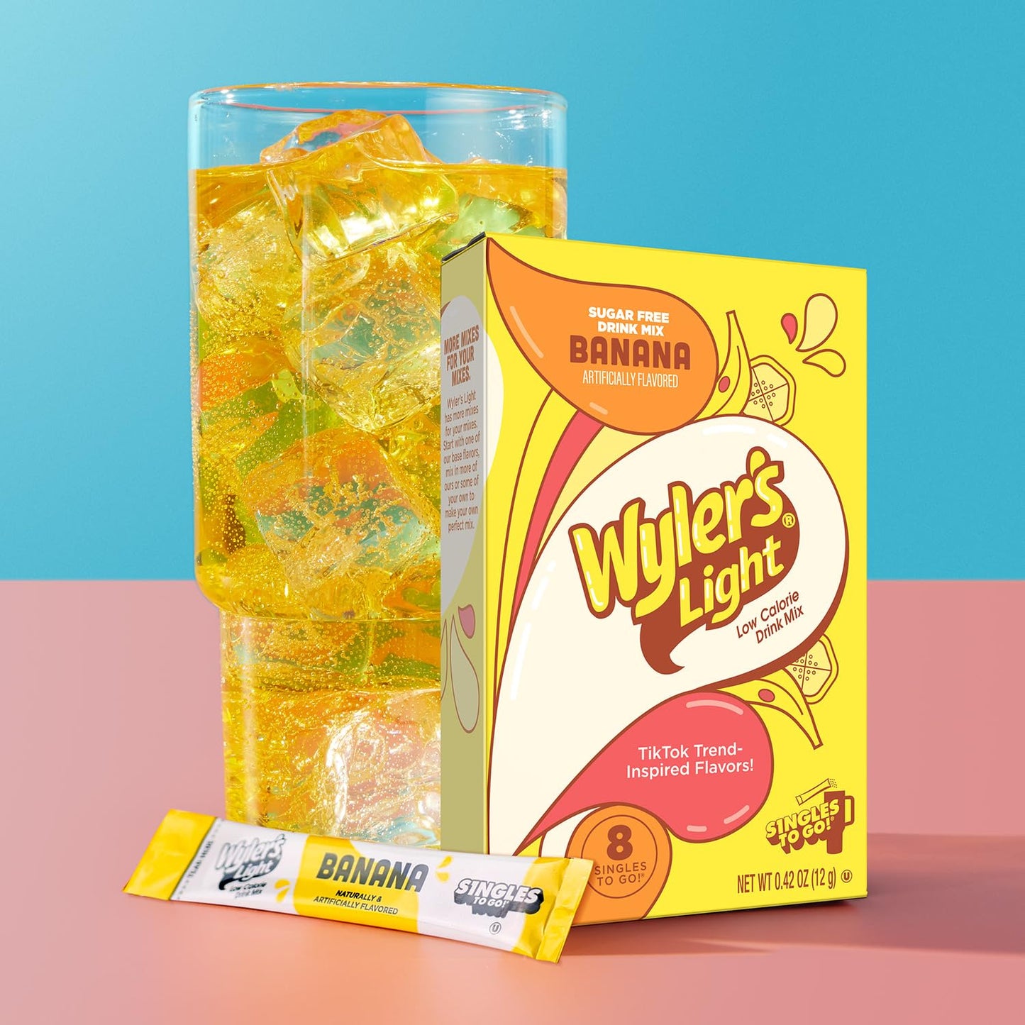 Wyler s Light Singles To Go Powder Packets, Water Drink Mix, Watertok Banana, 96 Servings, 8 Count x Pack of 12