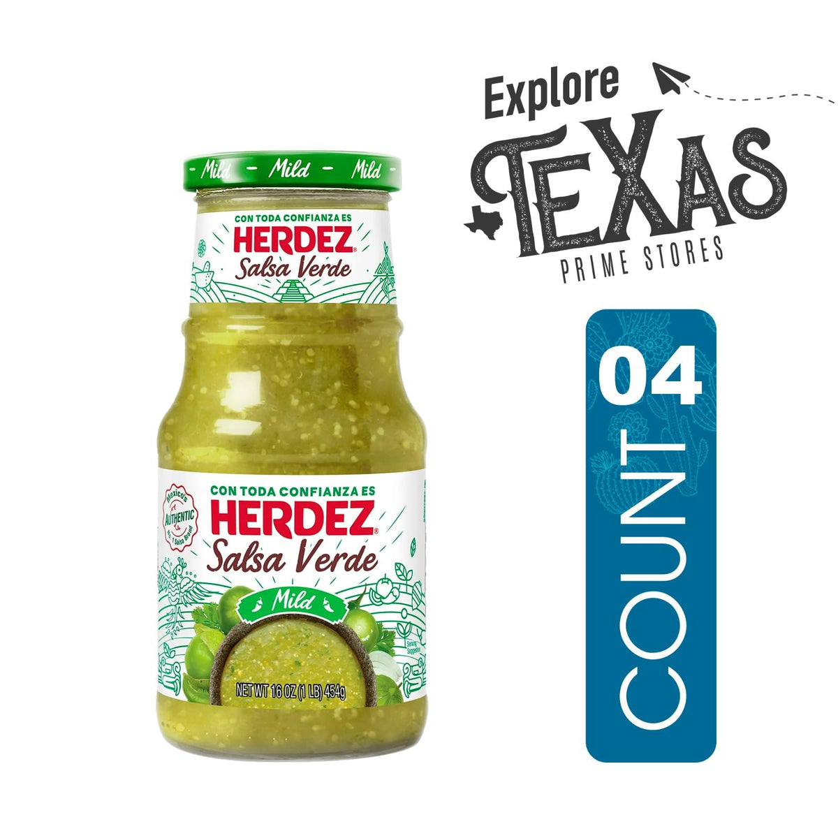 Herdez - Lavinia Essentials Bundle: 4-Pack of Salsa Verde Mild 16oz Glass Bottle + 1 Utility Prop