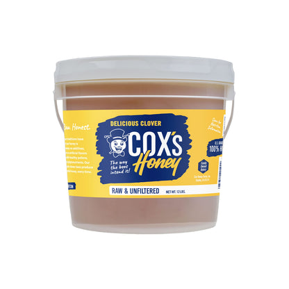 Coxs Honey - Bulk Honey Raw Unfiltered, 12 LBS | 100% Pure Clover Delicious Honey - Product of the USA