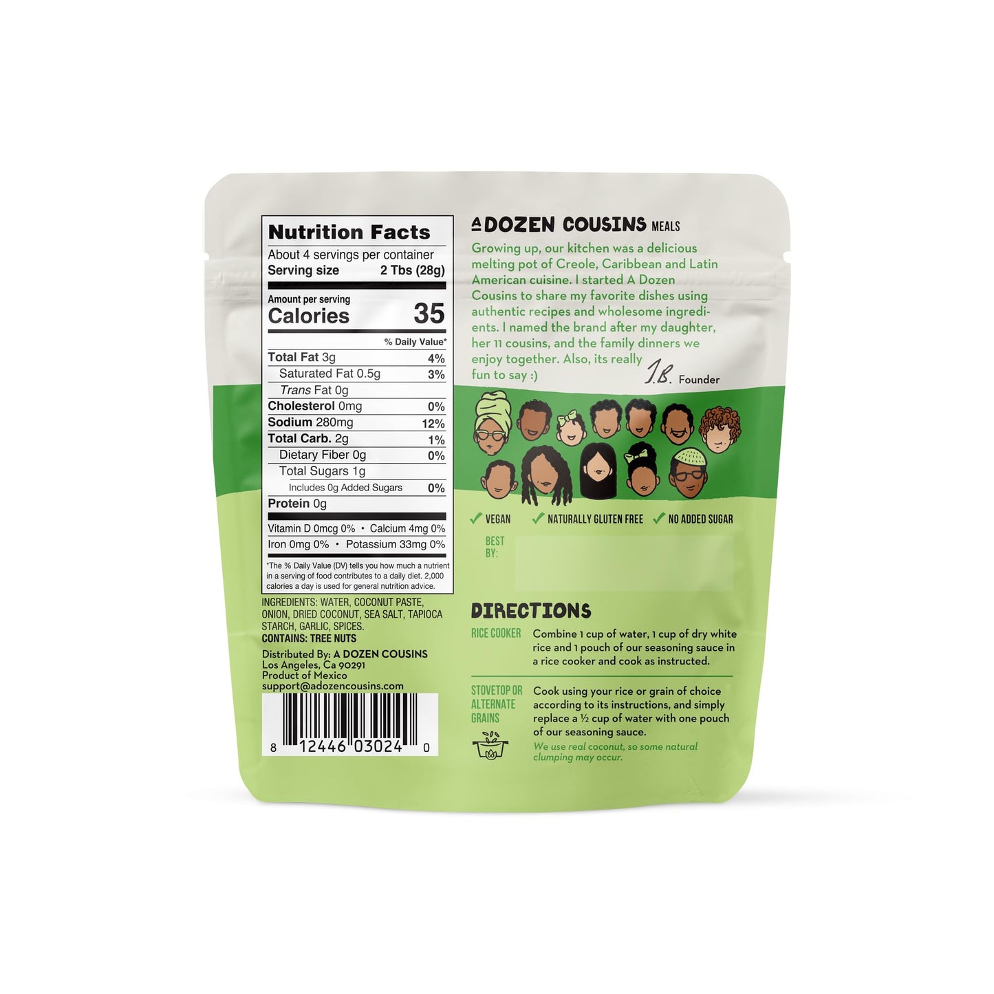 A Dozen Cousins Rice Seasoning Sauce Packets - Season And Prepare Your Own Rice Dishes - 10 Pack - Caribbean Coconut Rice - 4 Oz