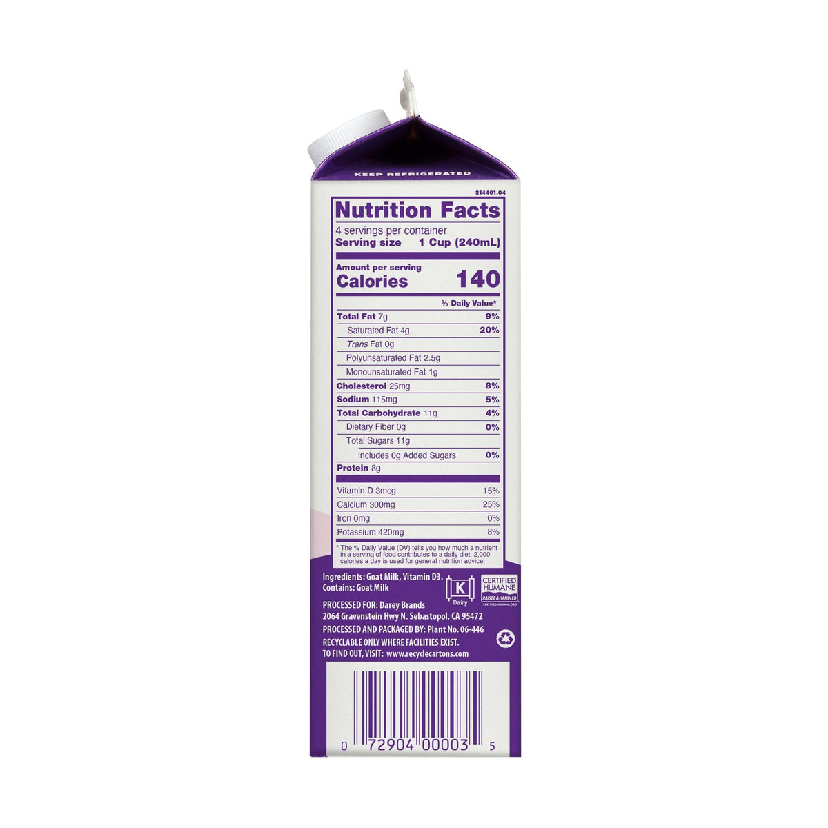 Meyenberg Goat Milk, Whole, Quart, 32 oz