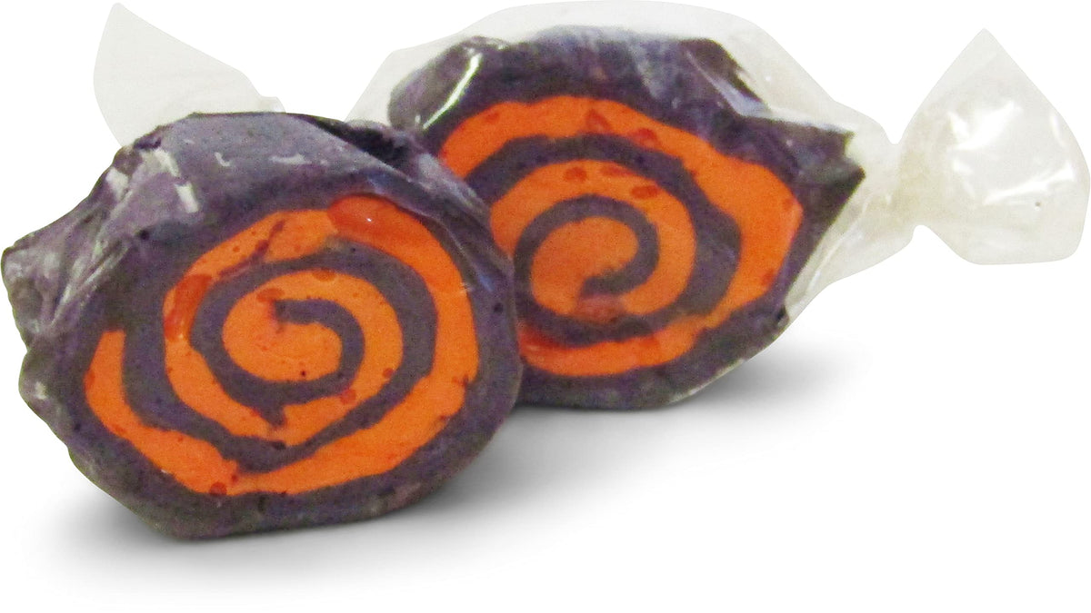 Halloween Black and Orange Cream Taffy Chews by Its Delish, 1 lb Bulk Bag - Individually Wrapped Gourmet Soft Fluff Taffy - Per