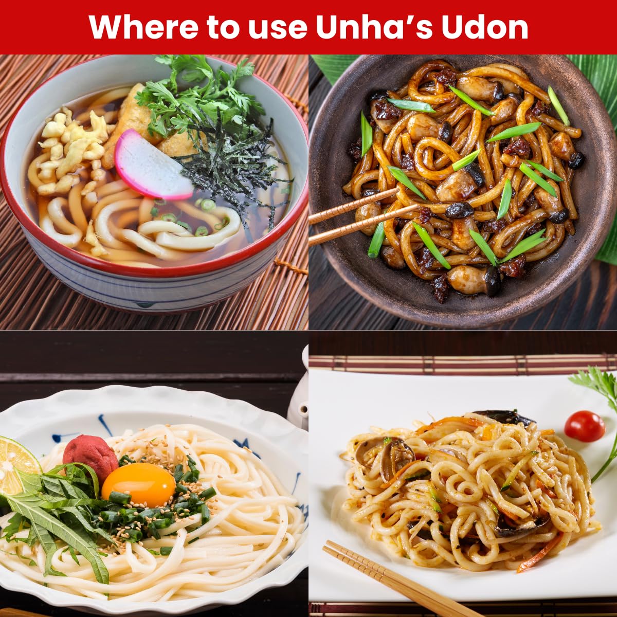 Unha'S Japanese Sanuki Fresh Udon Noodles, Jumbo Style Chewy Noodles With No Soup, Quick And Easy, Individual Pack 22 Oz (200G/6