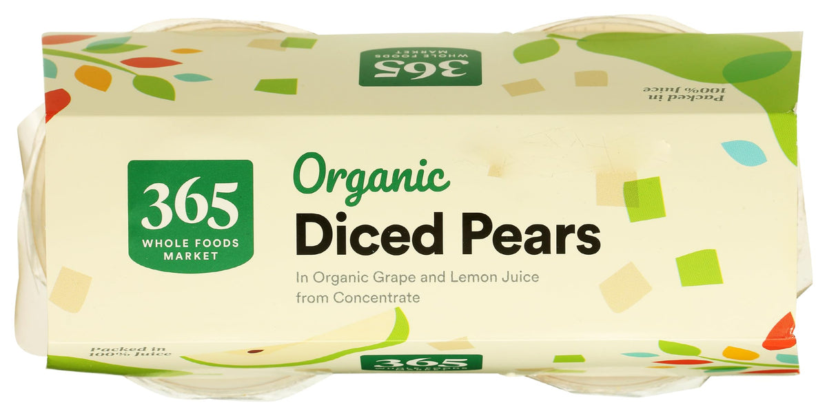 365 By Whole Foods Market, Organic Diced Pears, 4 Count, 16 Ounce