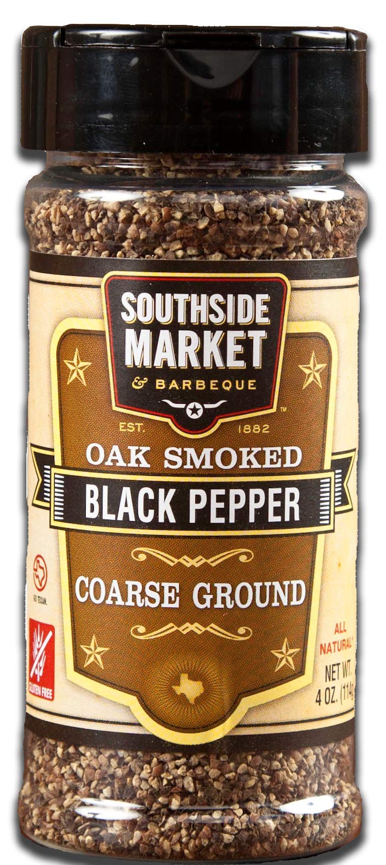Southside Market & Barbeque Oak Smoked Black Pepper, Coarse Ground, 4 oz.