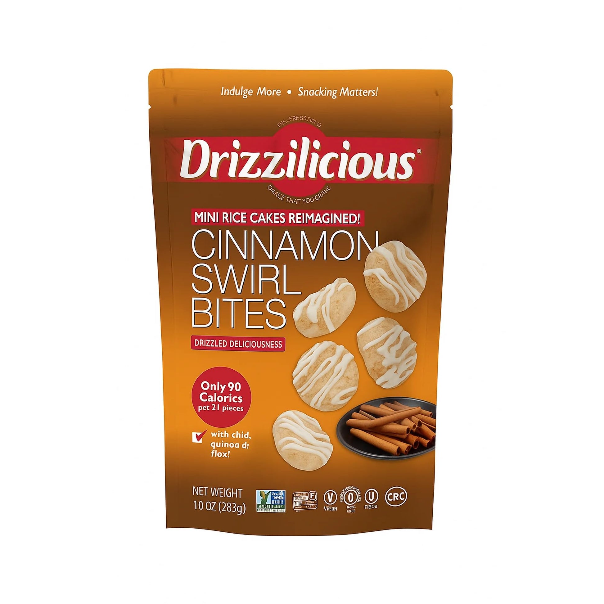 Drizzilicious Cinnamon Swirl Bites, Mini Rice Cakes, 10 oz 1 Bag