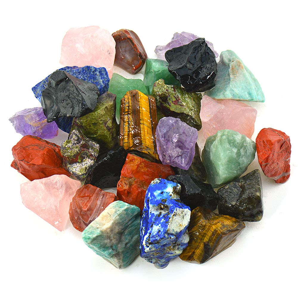 Uu Unihom 3 Lbs Bulk Rough Madagascar Stones Mix - Large 1'' Natural Raw Stones Crystal For Tumbling, Cabbing, Fountain Rocks, D